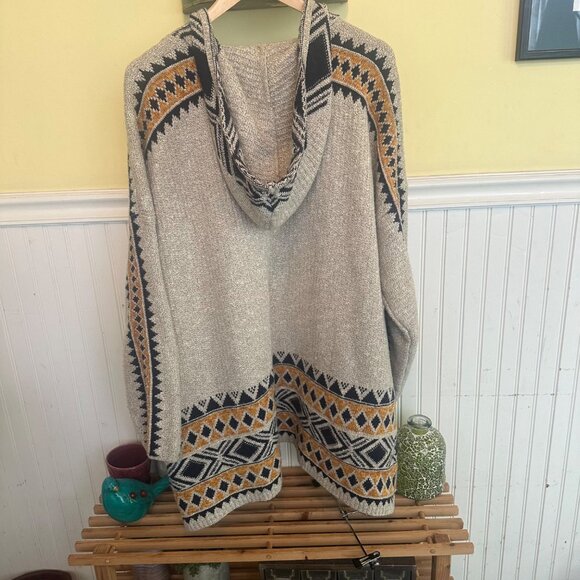 Lucky Brand 2X Open Front Hooded Cardigan Sweater With Pockets - Picture 2 of 7